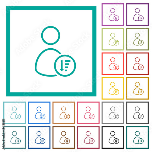 User sort descending outline flat color icons with quadrant frames photo