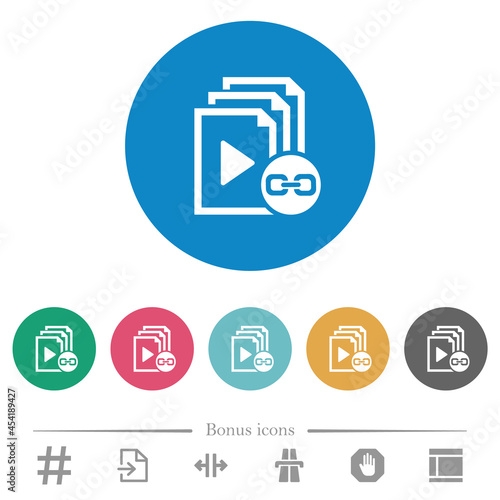 Link playlist flat round icons