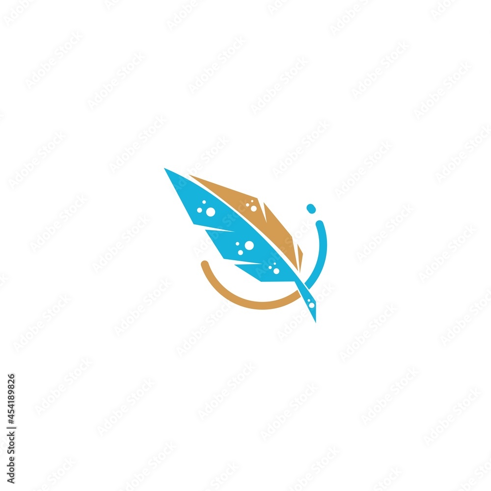 Feather icon logo flat design template