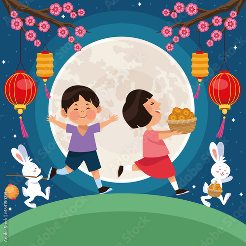 kids celebrating mid autumn