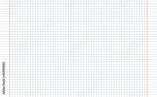 Graph paper. Printable squared grid paper with color horizontal lines. Geometric background for school, textures, notebook, diary. Realistic lined paper blank size reversal A5