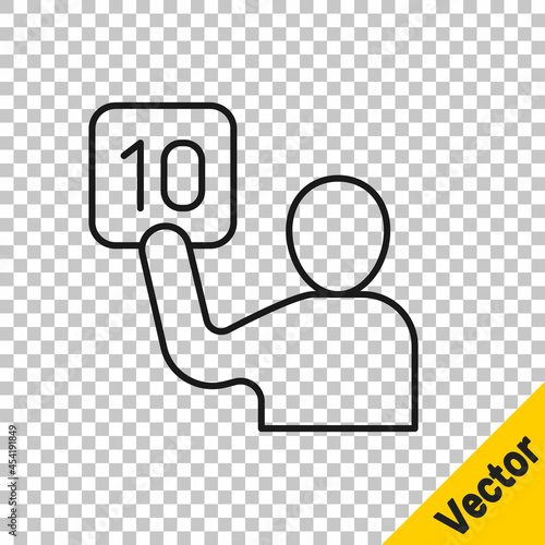 Black line Assessment of judges icon isolated on transparent background. Vector