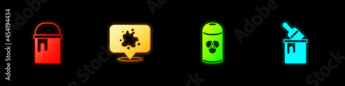 Set Paint bucket, spray, can and with brush icon. Vector