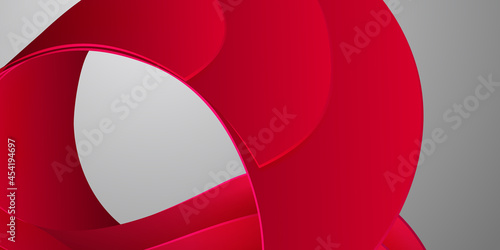 Abstract background of curved volumetric surfaces in red colors