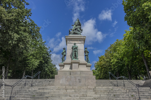 Monument to victims (Memorial Guerre de 1870) commemorates residents of Nantes who gave their lives in the Franco-Prussian War (1870-1871). Nantes, Loire-Atlantique, France.