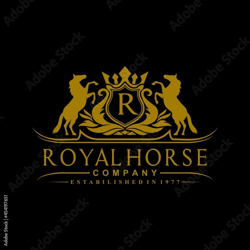 Luxury gold Crown Royal Horse logo design inspiration