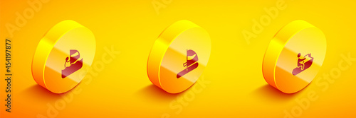Set Isometric Windsurfing, and Jet ski icon. Vector