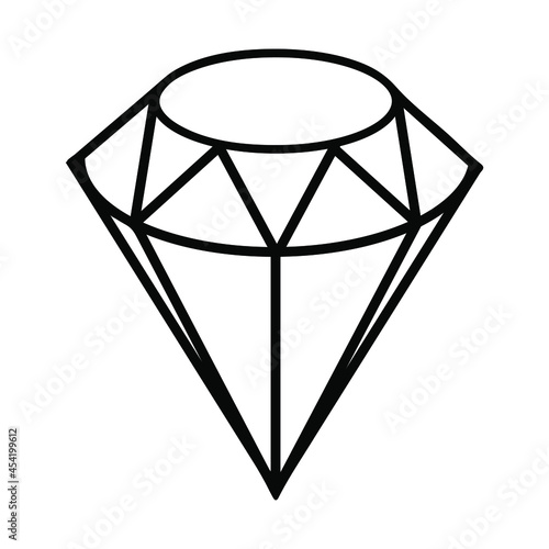 Line art illustration of diamond crystal gemstone. Vector illustration isolated on white.