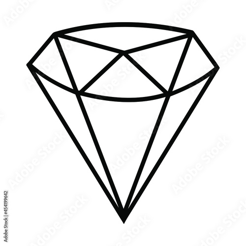 Line art illustration of diamond crystal gemstone. Vector illustration isolated on white.