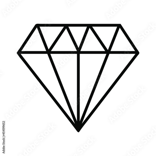 Line art illustration of diamond crystal gemstone. Vector illustration isolated on white.
