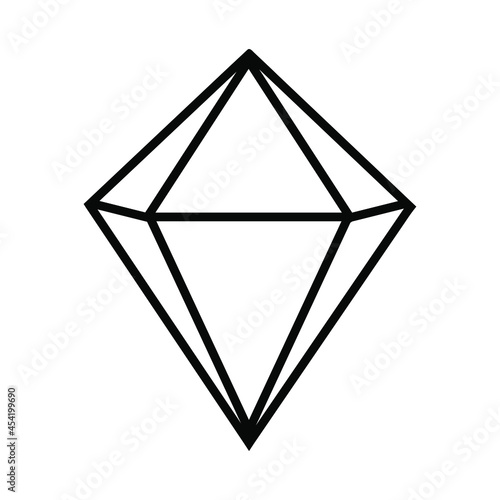 Line art illustration of diamond crystal gemstone. Vector illustration isolated on white.