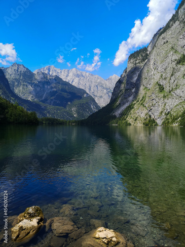 Obersee lake with the reflection of surrounding nature - Berchtesgaden Alps  Germany
