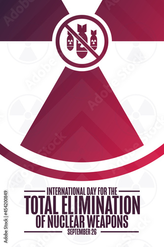 International Day for the Total Elimination of Nuclear Weapons. September 26. Holiday concept. Template for background, banner, card, poster with text inscription. Vector EPS10 illustration.