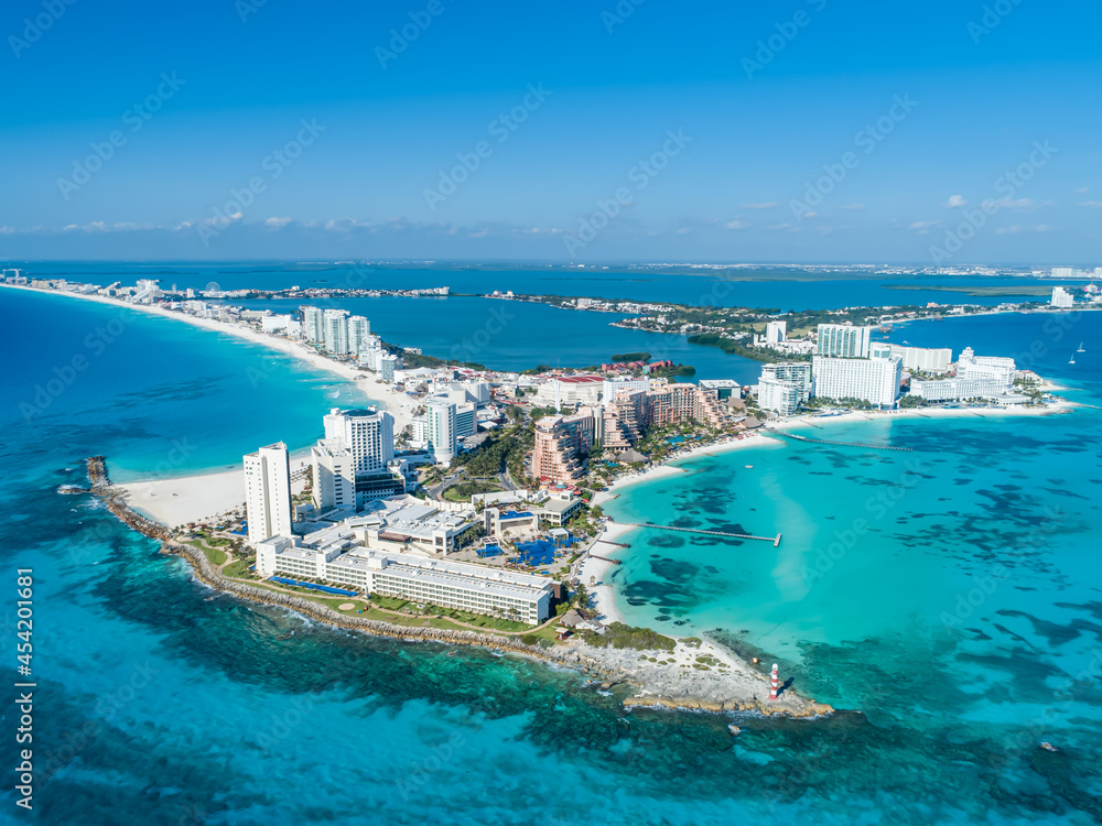 Cancun, mexico stunning beach photo with drone