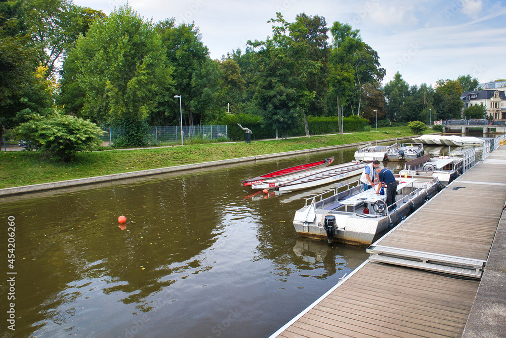 Boot, Boote am Stadthafen in Leipzig, Sachsen, Deutschland