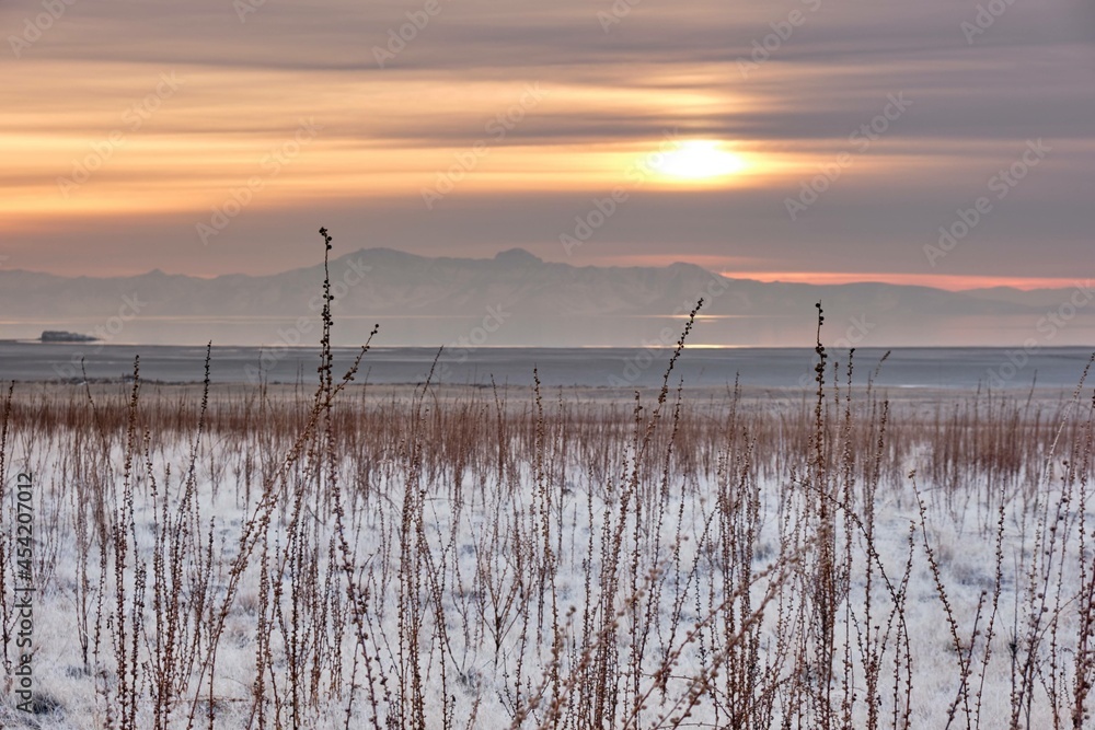 Sunset over Salt Lake in Utah