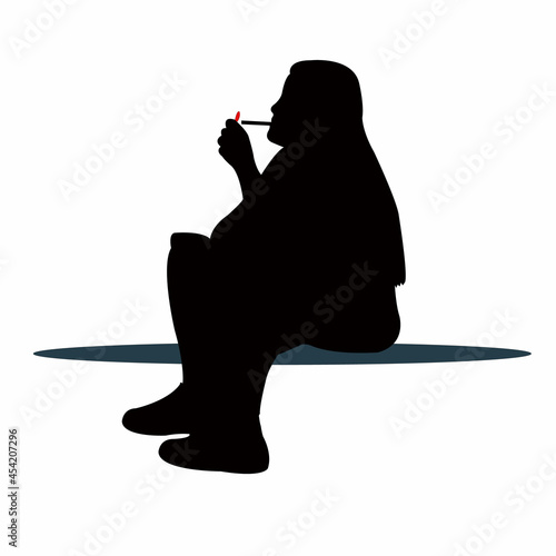 a woman smoking body silhouette vector