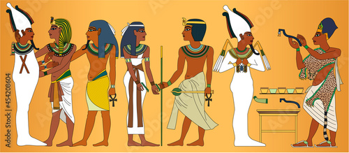 Detail of a wall of the interior of the tomb of Tutankhamun, vector illustration
 photo