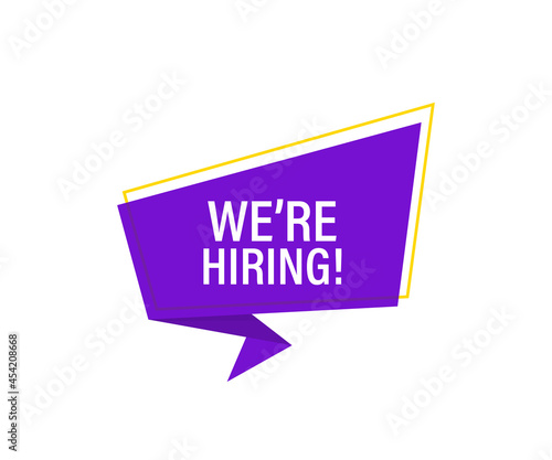 We re Hiring web banner. Banner With We are Hiring Speech on green background. Vector stock illustration.