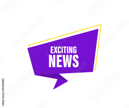 Exciting news. Vector banner. Announcement. Megaphone with exciting news message in bubble speech banner.