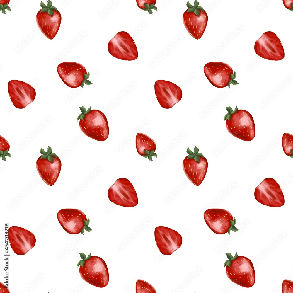 seamless pattern with strawberries. Design for fabric, textile, wallpaper and packaging seamless pattern with strawberries. Design for fabric, textile, wallpaper and packaging