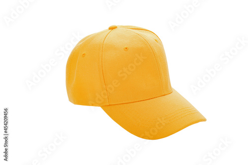 Yellow baseball cap isolated on white background. with clipping path
