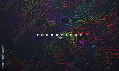 Rainbow topography pattern. Vector illustration of heights map topographic backdrop.
