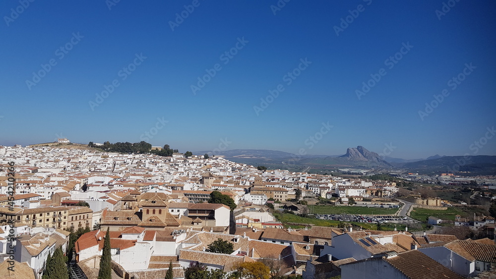 View from the city of Antequera of the mountain of lovers or the Indian.
Scene taken from the top of the citadel, picturesque place