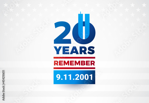 9 11 Patriot Day 20 years anniversary design template for September 11, 2001 Remembrance day - vector illustration for poster, banner