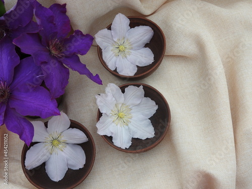 spa still life with flowers