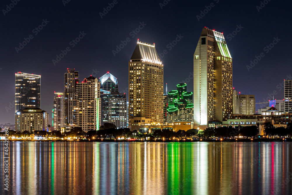 city skyline at night