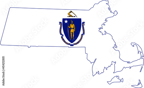 Simple flat flag map of the Federal State of Massachusetts, USA photo