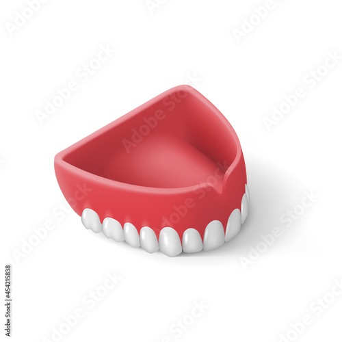 Dental Prosthesis. False Jaw Icon. Isometric Illustration of Upper Jaw The icon on White Backdrop. Orthodontic treatment concept