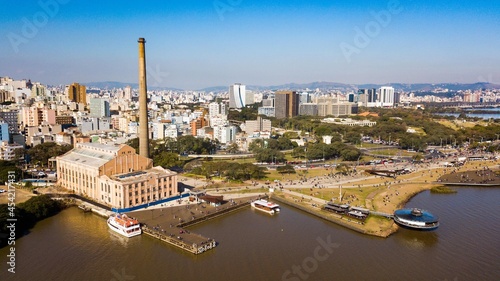 Porto Alegre RS - Aerial view of the Usina do Gasômetro region in Porto Alegre, Rio Grande do Sul