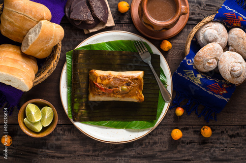 Guatemalan tamales, a traditional dish for Christmas and Saturdays. photo