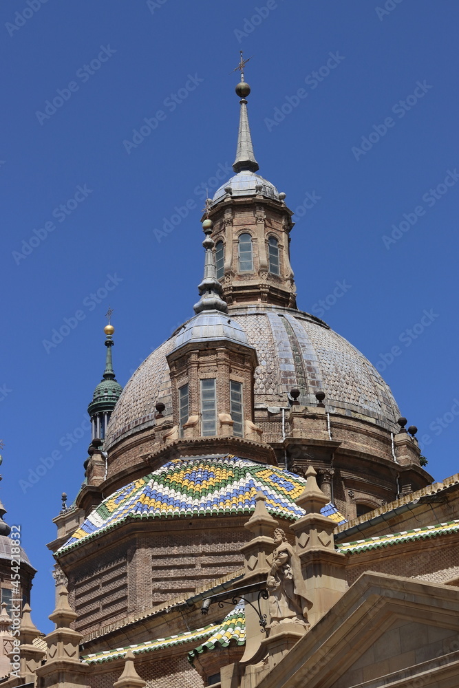 Image of the dome of the Cathedral Basilica of Nuestra Señora del Pilar in Zaragoza, Aragon, Spain. Vertical image.