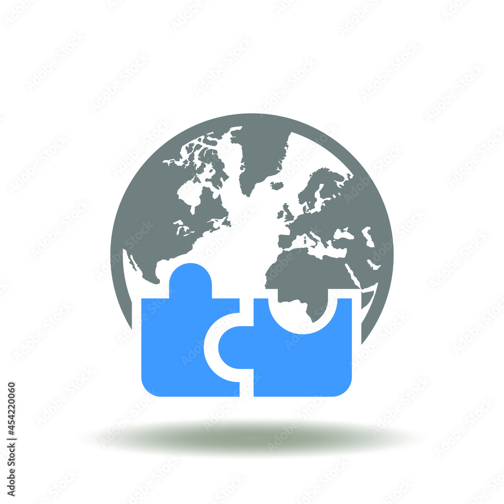 Earth planet with puzzle pieces vector illustration. Mergers and ...