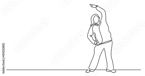 continuous line drawing of confident oversize woman exercising showing body positivity