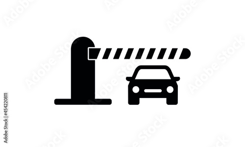 Parking barrier outline and filled vector sign, Automatic car barrier icon