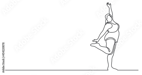 continuous line drawing of confident oversize woman standing posing cheering celebrating body positivity