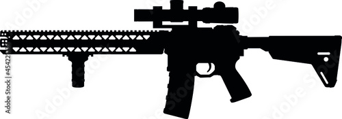 USA United States Army, United States Marine Corps and United States Armed Forces - SWAT Police AR-15 / AR-10 M16, M4 fully automatic machine gun - Carbine Caliber 5.56mm. Silhouette