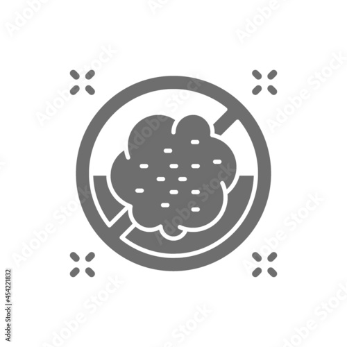 Forbidden sign with dust, allergy grey icon.