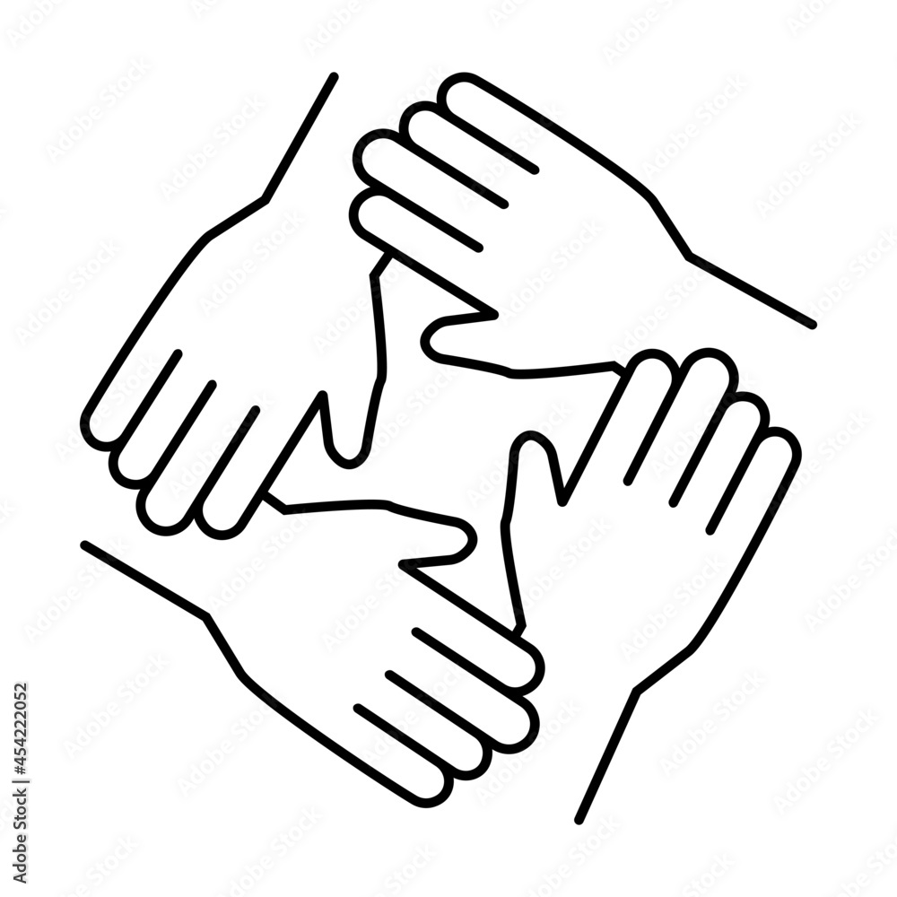 Four hand simple line icon on white background Four hand simple line icon on white background