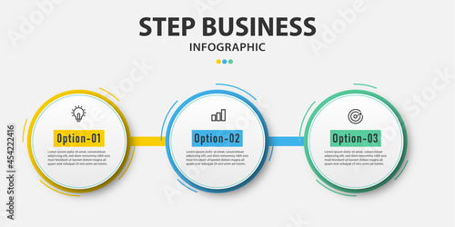 Prsentation infographic flat template circles for label, diagram, graph, flowchart, steps, timeline, workflow, marketing. photo