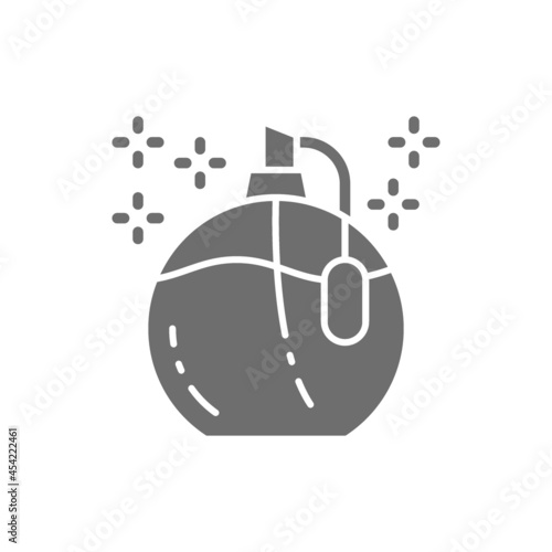 Perfume in a bottle, fragrance jar, tester, sampler grey icon.
