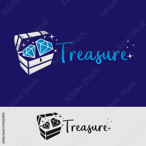 gold jewelery on the box treasure logo design vector illustration