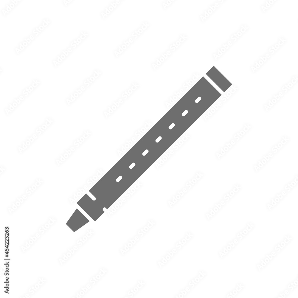 Flute, sopilka, clarinet, bassoon grey icon. Isolated on white background Flute, sopilka, clarinet, bassoon grey icon. Isolated on white background