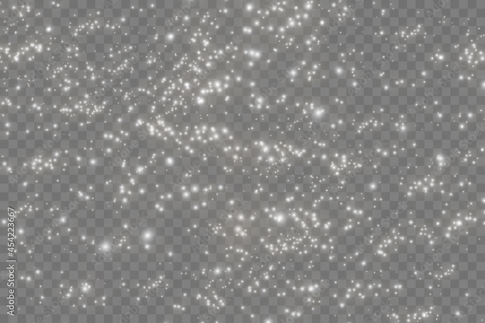 White dust particles, sparkle, shine lights, star.