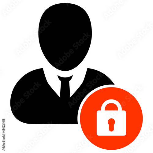 Locked user icon with flat style. Isolated vector locked user icon illustrations, simple style.