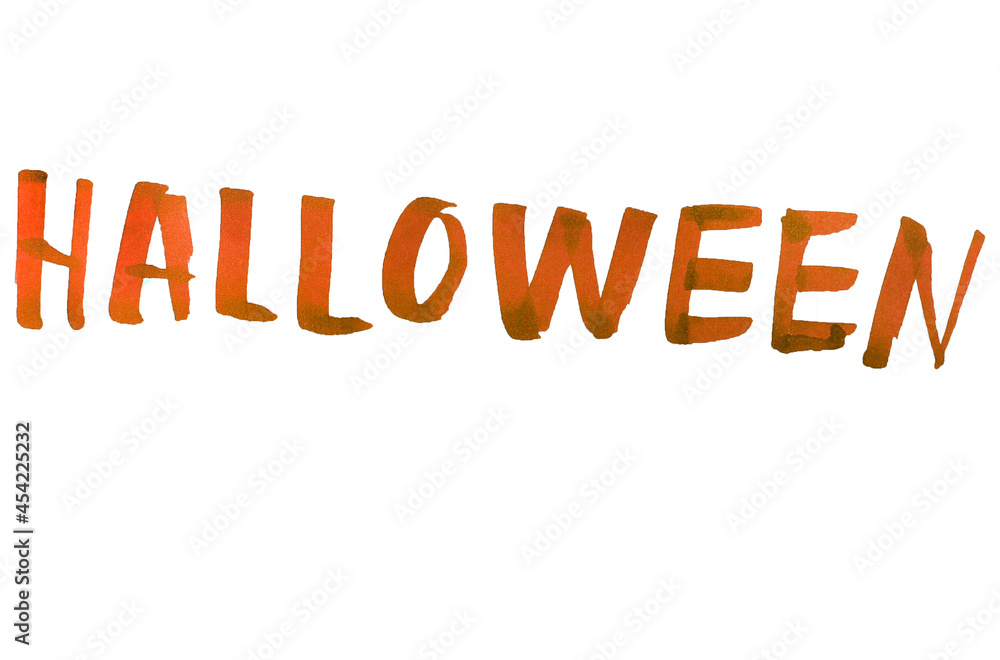 halloween written on white background